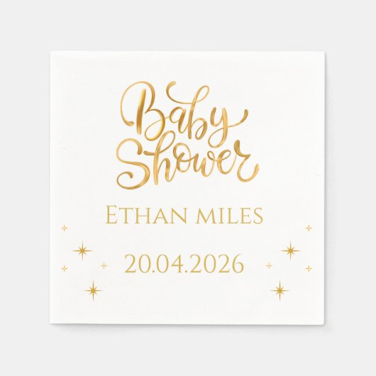 Baby Shower Personalized Name And Date Napkin Servet (Voorkant)