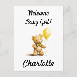 Baby Shower, Persoonlijke Teddybeer Kaart, Unisex, Briefkaart