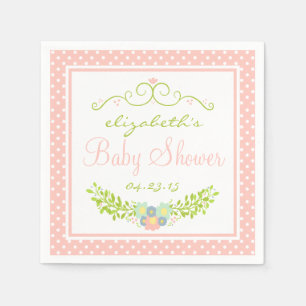 Baby shower Perzik Bloemen Servetten