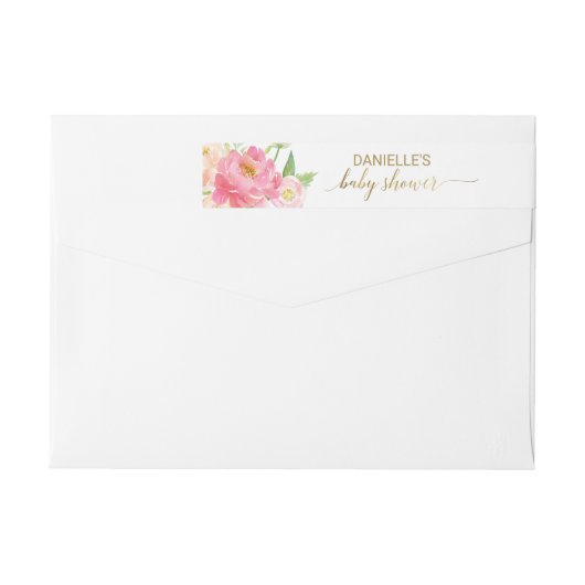 Baby shower Perzik en Roze Pony Flowers (Achterkant)