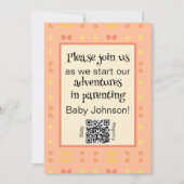 Baby Shower Perzik Geel Geometrische QR Code Kaart (Voorkant)