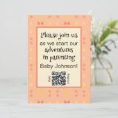 Baby Shower Perzik Geel Geometrische QR Code Kaart (Staand voorkant)