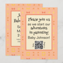 Baby Shower Perzik Geel Geometrische QR Code