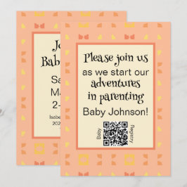 Baby Shower Perzik Geel Geometrische QR Code Kaart