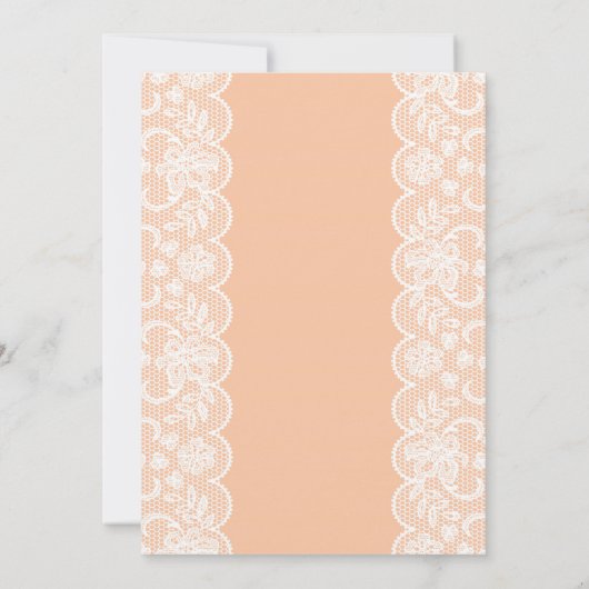 Baby shower Perzik Kant Glitter Bow Meisje Uitnodi Kaart (Achterkant)