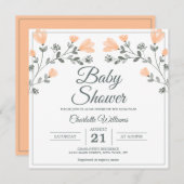 Baby shower Perzik Sage Groene Delicate Bloemen Kaart (Voorkant / Achterkant)