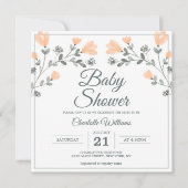 Baby shower Perzik Sage Groene Delicate Bloemen Kaart (Voorkant)