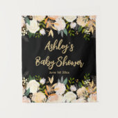 Baby shower Photo Booth Achtergrond Floral Prop Zw Wandkleed (Voorkant)