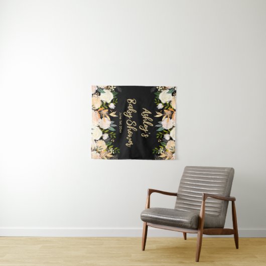 Baby shower Photo Booth Achtergrond Floral Prop Zw Wandkleed (In Situ (horizontaal))