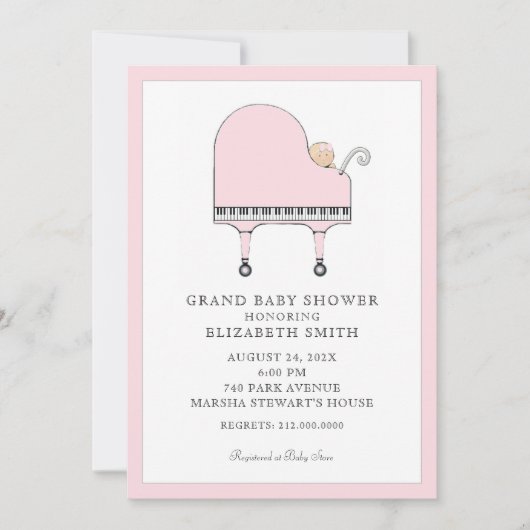 Baby shower Piano Music Kaart (Voorkant)