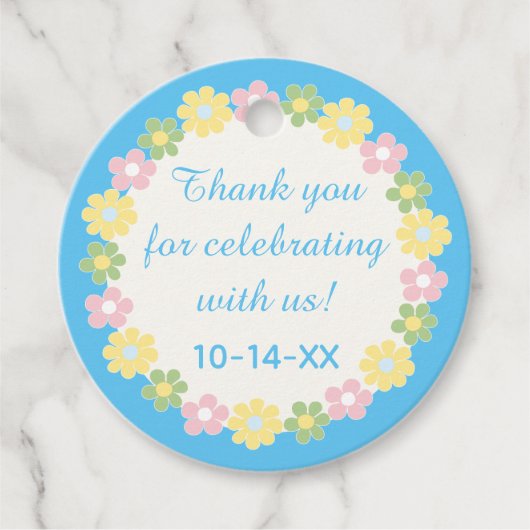 Baby shower Picnic Floral Stripes Bedankjes Labels (Voorkant)