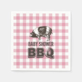 Baby shower Pig Roast BBQ Pink Gingham Servetten (Voorkant)