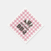 Baby shower Pig Roast BBQ Pink Gingham Servetten (Hoek)