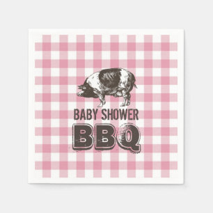 baby shower Pig Roast BBQ Roink Gingham Servetten