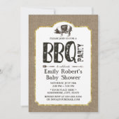 Baby shower Pig Roast BBQ Rustic Burlap Kaart (Voorkant)