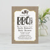 Baby shower Pig Roast BBQ Rustic Burlap Kaart (Staand voorkant)