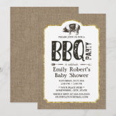 Baby shower Pig Roast BBQ Rustic Burlap Kaart (Voorkant / Achterkant)