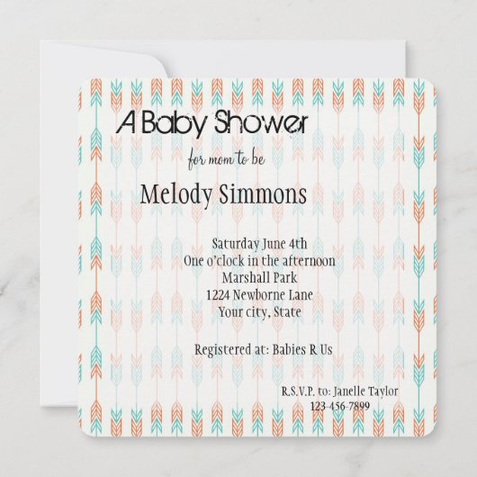 Baby shower Pijlen Kaart (Achterkant)