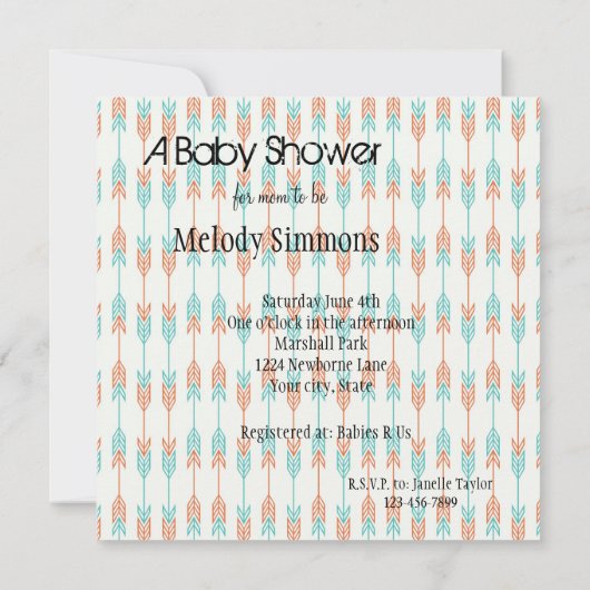 Baby shower Pijlen Kaart (Achterkant)