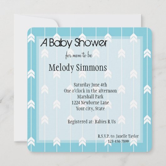 Baby shower Pijlen Kaart (Achterkant)