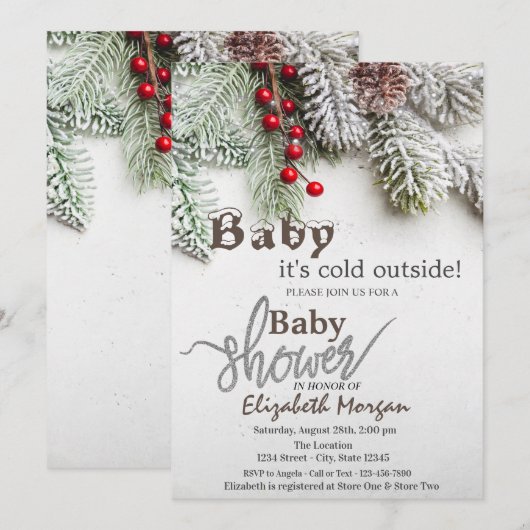 Baby shower Pijnboomvertakkingen Kaart (Voorkant / Achterkant)