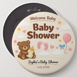 Baby Shower Pin | Welcome Baby | Teddy Bear Ronde Button 6,0 Cm