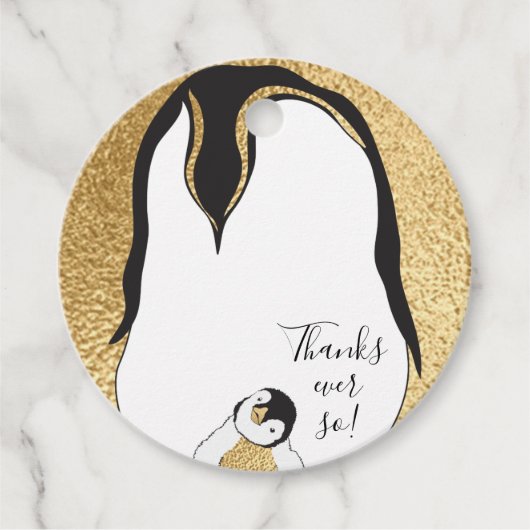 Baby shower Pinguïn Bedankjes Labels (Voorkant)