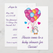 Baby shower Pinguïn met ballonnen Kaart (Voorkant / Achterkant)