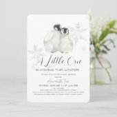 Baby shower Pinguïn Winter Snowflake Blue Boy Kaart (Staand voorkant)