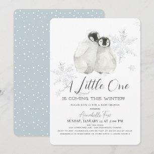 Baby shower Pinguïn Winter Snowflake Blue Boy Kaart