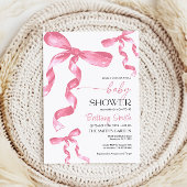 Baby shower Pink Bow Invitation Kaart