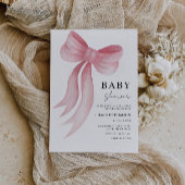 Baby shower Pink Bow Invitation Kaart
