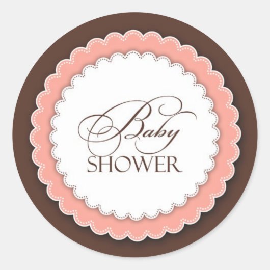 Baby shower Pink Brown Ronde Sticker (Voorkant)