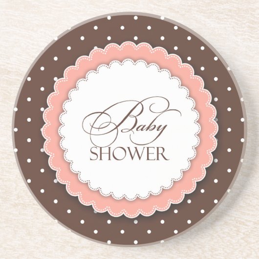 Baby shower Pink Brown Zandsteen Onderzetter (Voorkant)