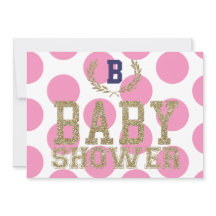 baby shower PINK Geïnspireerd Uitnodigingsgoud Gli