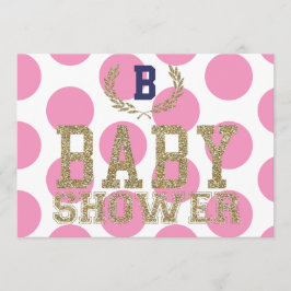 baby shower PINK Geïnspireerd Uitnodigingsgoud Gli Kaart