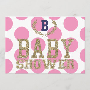 baby shower PINK Geïnspireerd Uitnodigingsgoud Gli Kaart