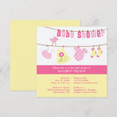 Baby shower Pink Girl Uitnodiging (Voorkant / Achterkant)