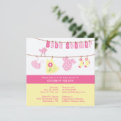 Baby shower Pink Girl Uitnodiging (Staand voorkant)