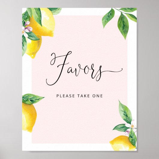 Baby shower Pink Lemons Favors Poster (Voorkant)