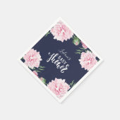 Baby shower Pink Pony Floral Navy Blue Servet (Hoek)
