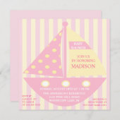 Baby shower PINK SAILBOAT Kaart (Voorkant / Achterkant)
