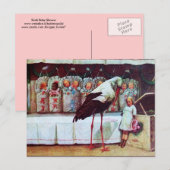 BABY SHOWER Pink STORK EN BABIES Uitnodiging Briefkaart (Voorkant / Achterkant)