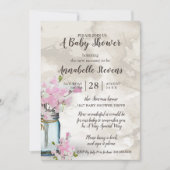 Baby shower PINK SWEET PEAS MASON JAR Kaart (Voorkant)