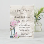 Baby shower PINK SWEET PEAS MASON JAR Kaart (Staand voorkant)