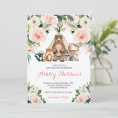 Baby shower Pink Woodland Kaart (Staand voorkant)