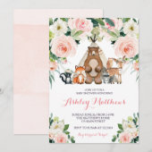 Baby shower Pink Woodland Kaart (Voorkant / Achterkant)