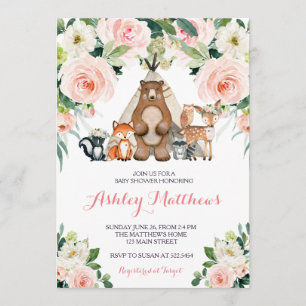 Baby shower Pink Woodland Kaart