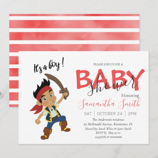 Baby shower piratenjongen Aankondiging (Voorkant / Achterkant)