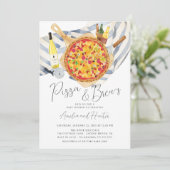 Baby shower Pizza & Brew Couples Kaart (Staand voorkant)